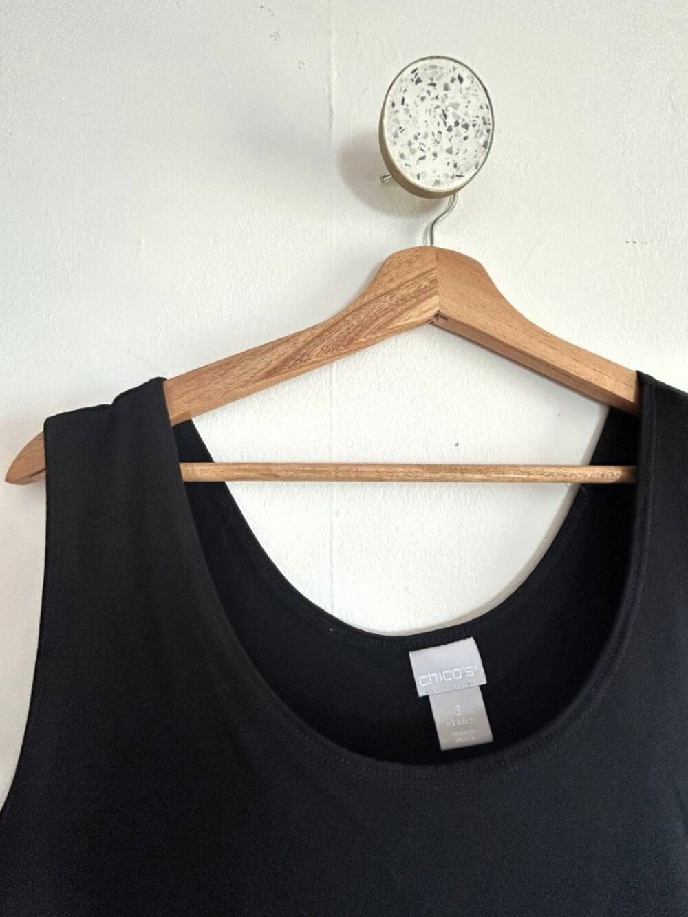 Chico's Jersey Sleeveless Tank Top, Size 3 (XL) Black